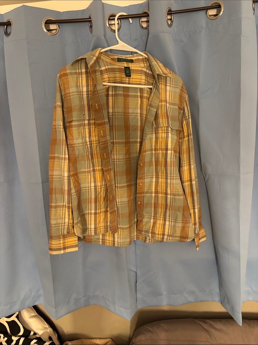 Ralph Lauren Plaid Jean Jacket in Mustard and Tan